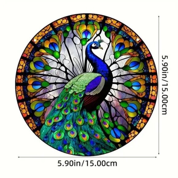 Vibrant Peacock Window Hanging Acrylic Suncatcher - Picture 5 of 14